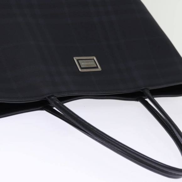 BURBERRY Nova Check Hand Bag Coated Canvas Black Auth bs14826 - Picture 6 of 16